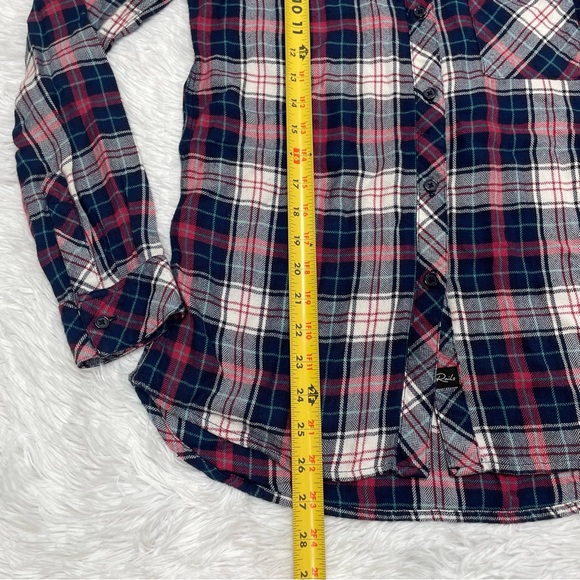Rails Hunter Plaid Button Down Flannel Shirt Womens Size S Small Soft Rayon Cozy - Picture 7 of 8